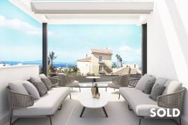 Building plot with construction project and partial sea views