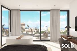 Building plot with construction project and partial sea views